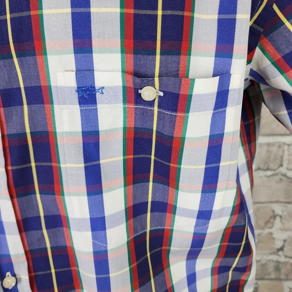 Paul & Shark Yachting Plaid Short Sleeve Button Front Shirt White Blue Size 41 - Picture 6 of 12